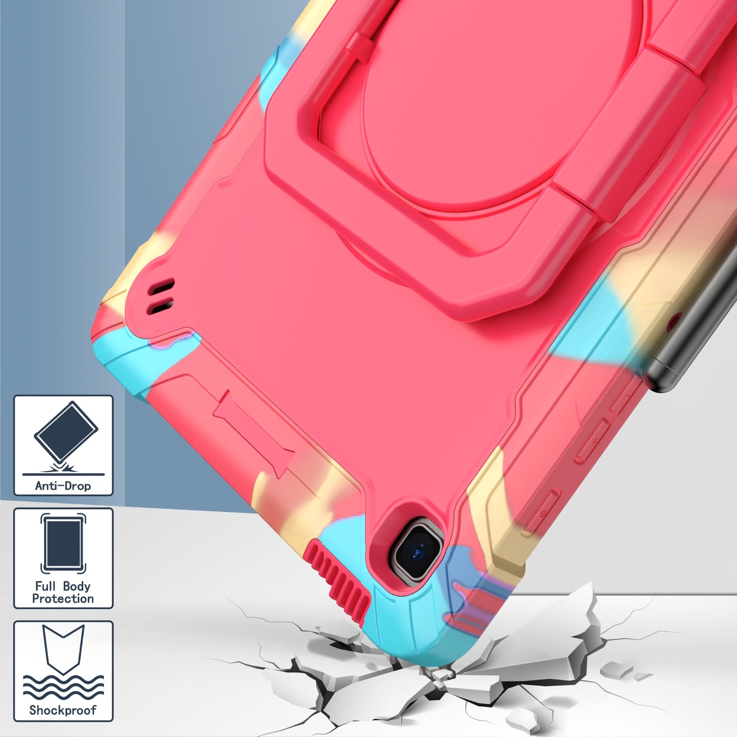 Tablet Case for Samsung Galaxy Tab S6 Lite P610 P615 / Tab S6 Lite (2022) P613 P617 P619 , Silicone+PC Kickstand Rugged Cover