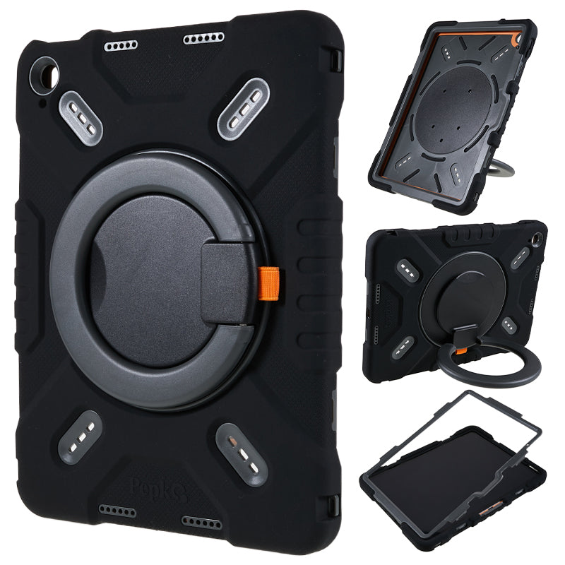 PEPKOO For iPad 10.9 (2022) Tablet Case 360 Degree Rotation Kickstand Silicone+PC+ABS Tablet Cover