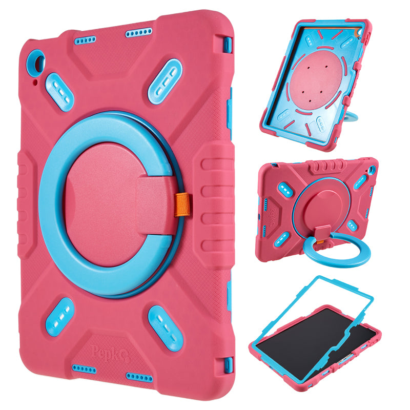 PEPKOO For iPad 10.9 (2022) Tablet Case 360 Degree Rotation Kickstand Silicone+PC+ABS Tablet Cover