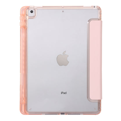 For iPad 10.2 (2021) / (2020) / (2019) Tri-fold Stand Tablet Case PU Leather Transparent Acrylic Tablet Cover