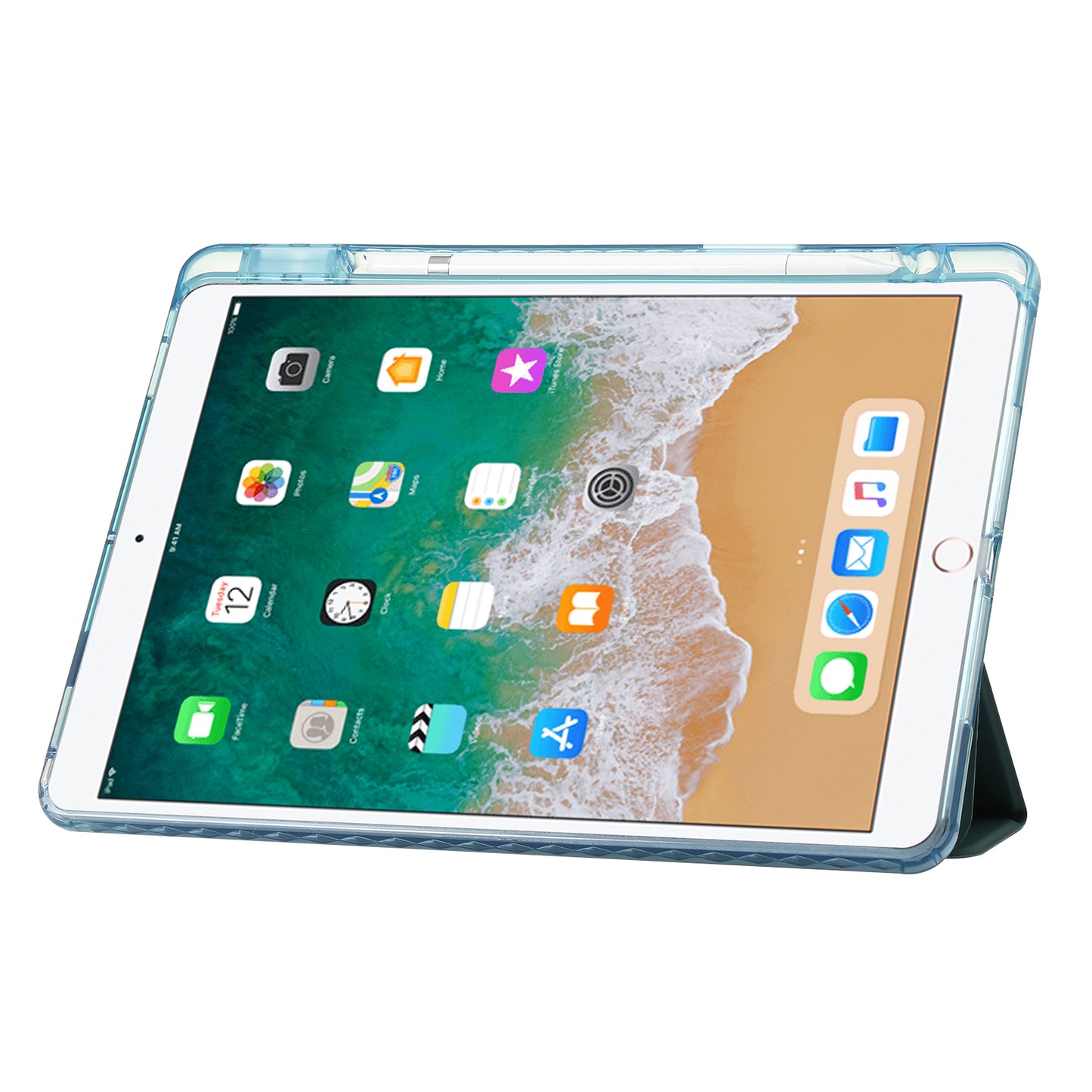 For iPad 10.2 (2021) / (2020) / (2019) Tri-fold Stand Tablet Case PU Leather Transparent Acrylic Tablet Cover