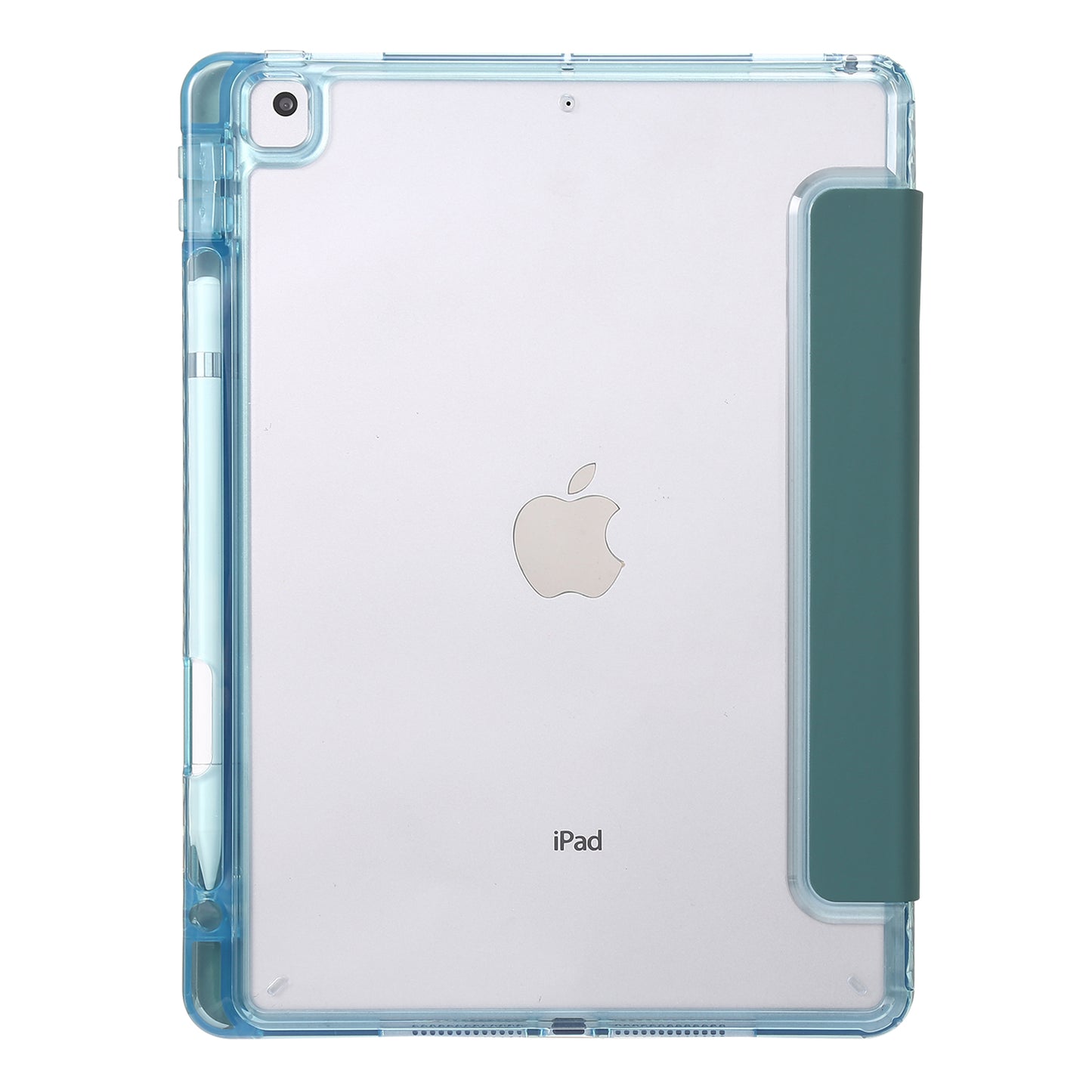 For iPad 10.2 (2021) / (2020) / (2019) Tri-fold Stand Tablet Case PU Leather Transparent Acrylic Tablet Cover