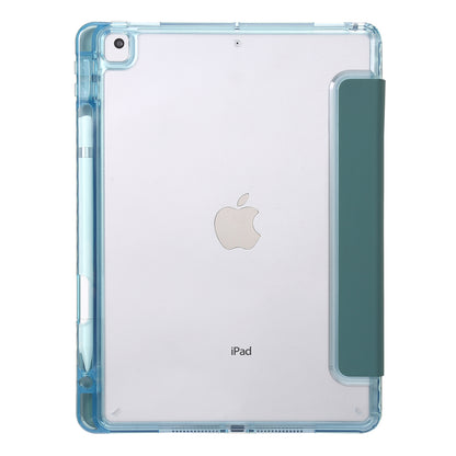 For iPad 10.2 (2021) / (2020) / (2019) Tri-fold Stand Tablet Case PU Leather Transparent Acrylic Tablet Cover