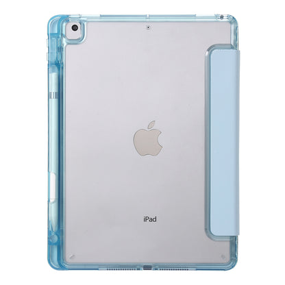 For iPad 10.2 (2021) / (2020) / (2019) Tri-fold Stand Tablet Case PU Leather Transparent Acrylic Tablet Cover