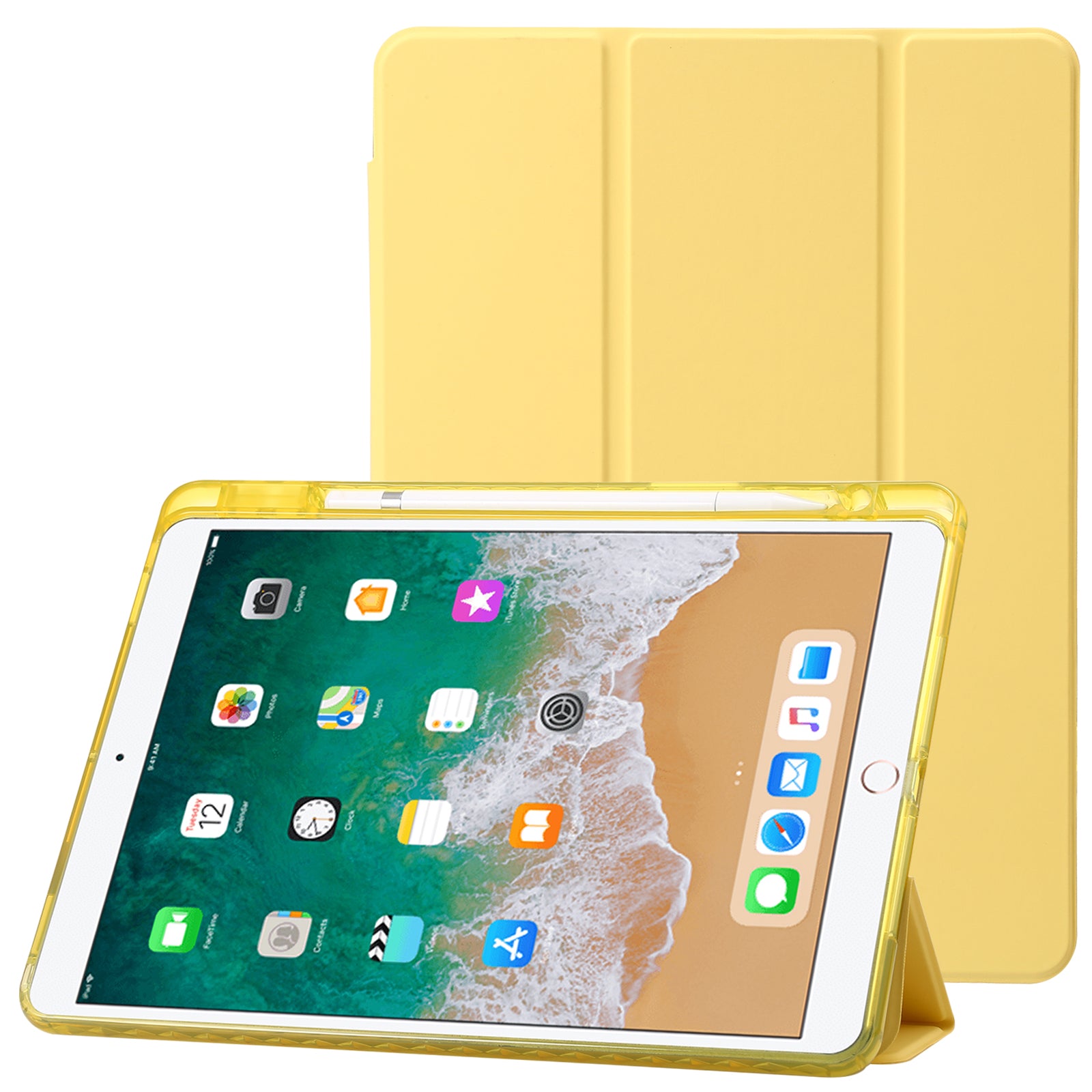 For iPad 10.2 (2021) / (2020) / (2019) Tri-fold Stand Tablet Case PU Leather Transparent Acrylic Tablet Cover