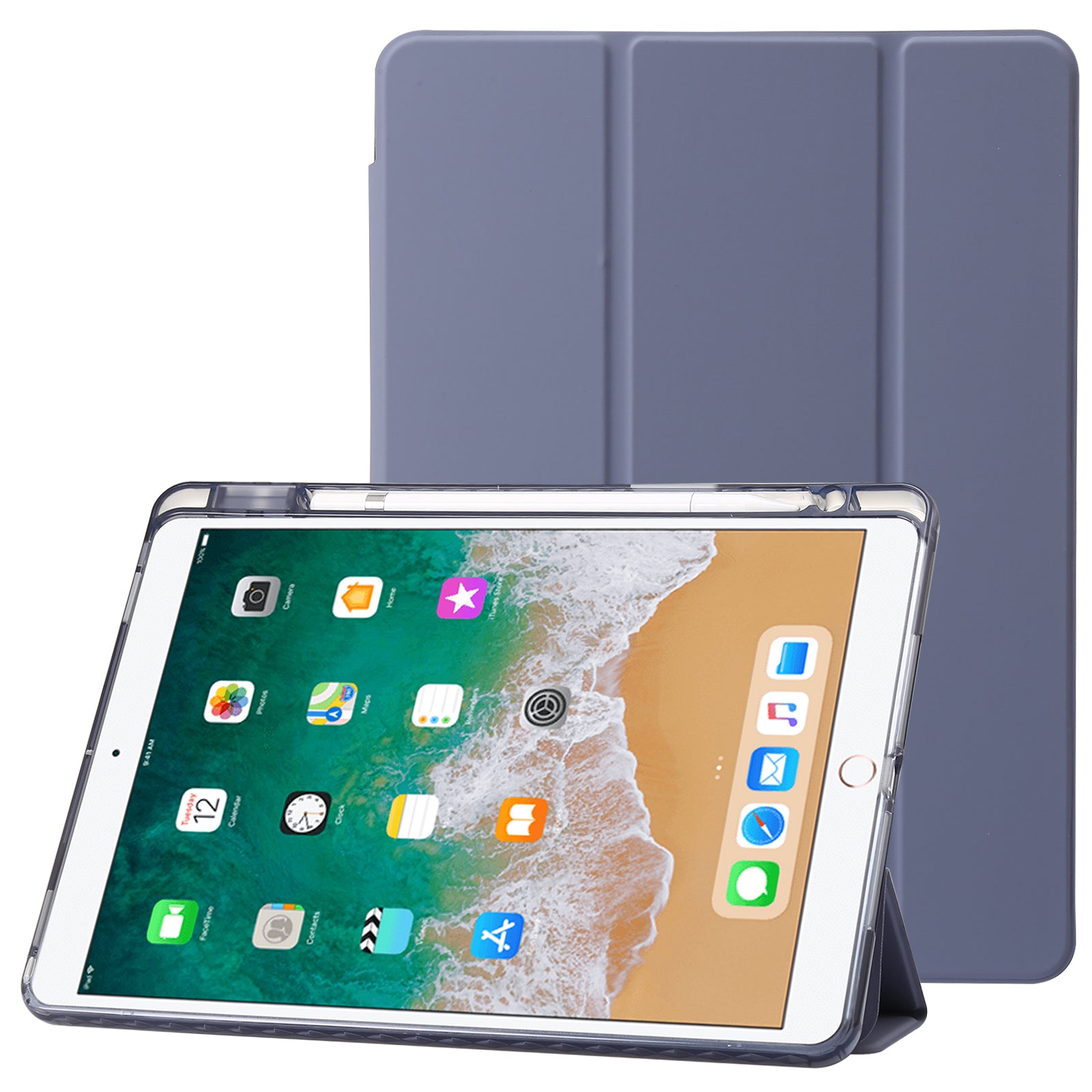 For iPad 10.2 (2021) / (2020) / (2019) Tri-fold Stand Tablet Case PU Leather Transparent Acrylic Tablet Cover