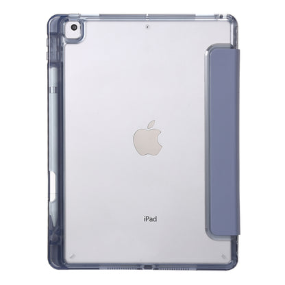 For iPad 10.2 (2021) / (2020) / (2019) Tri-fold Stand Tablet Case PU Leather Transparent Acrylic Tablet Cover