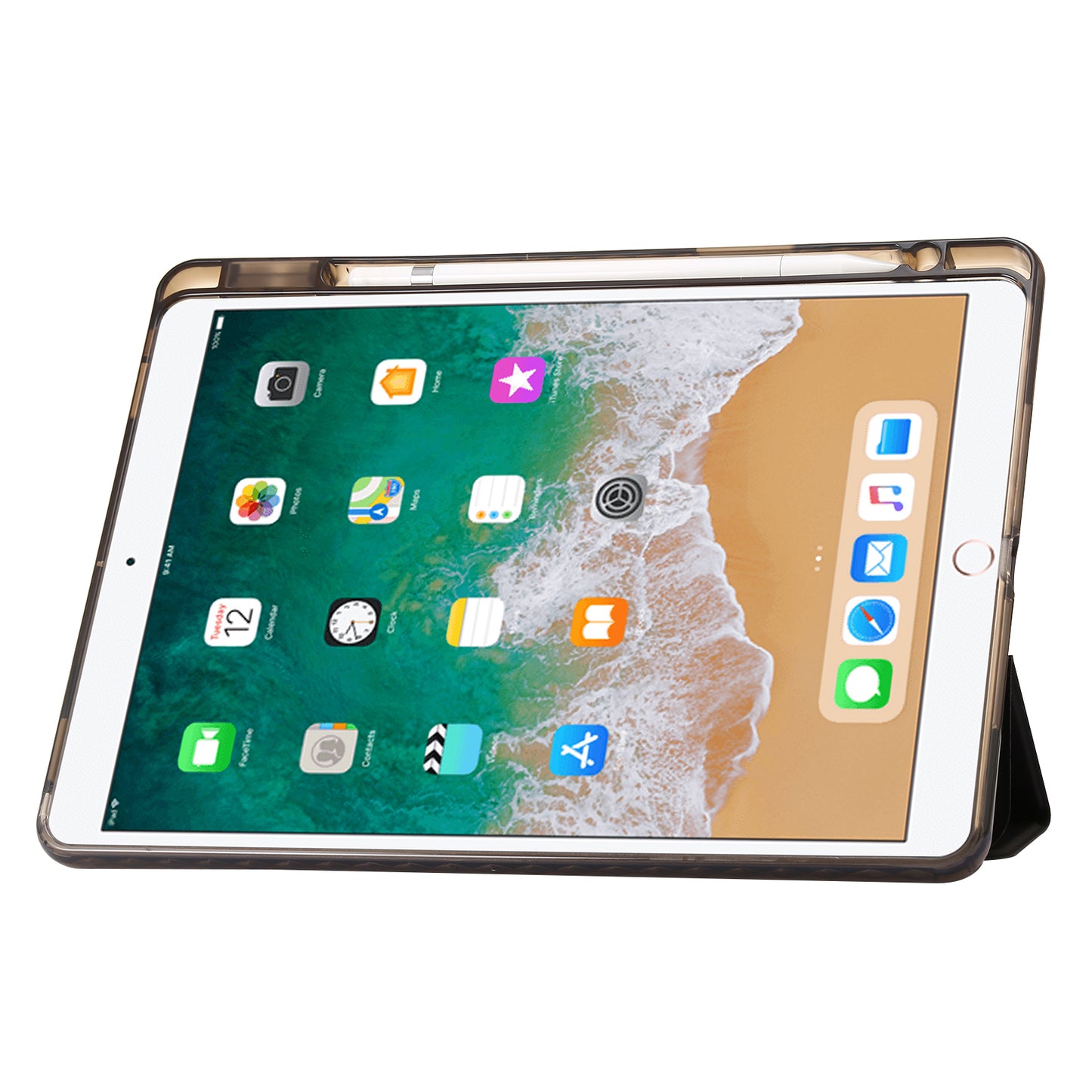 For iPad 10.2 (2021) / (2020) / (2019) Tri-fold Stand Tablet Case PU Leather Transparent Acrylic Tablet Cover