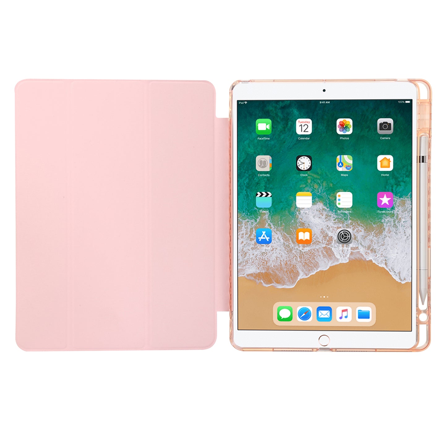 For iPad 10.2 (2021) / (2020) / (2019) Tri-fold Stand Tablet Case PU Leather Transparent Acrylic Tablet Cover