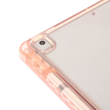 For iPad 10.2 (2021) / (2020) / (2019) Tri-fold Stand Tablet Case PU Leather Transparent Acrylic Tablet Cover