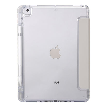 For iPad 10.2 (2021) / (2020) / (2019) Tri-fold Stand Tablet Case PU Leather Transparent Acrylic Tablet Cover