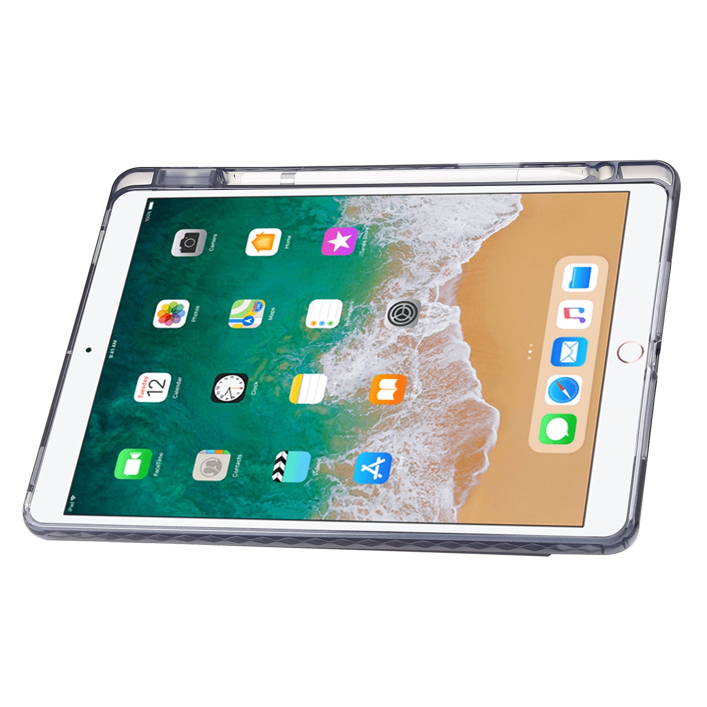 For iPad 10.2 (2021) / (2020) / (2019) Tablet Case Origami Tri-fold Stand PU Leather+Clear Acrylic Cover
