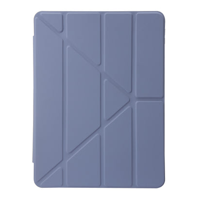 For iPad 10.2 (2021) / (2020) / (2019) Tablet Case Origami Tri-fold Stand PU Leather+Clear Acrylic Cover