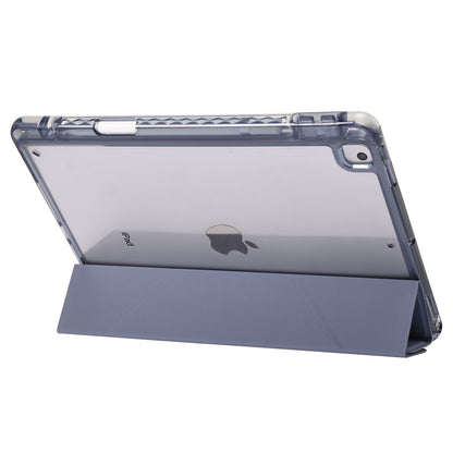 For iPad 10.2 (2021) / (2020) / (2019) Tablet Case Origami Tri-fold Stand PU Leather+Clear Acrylic Cover