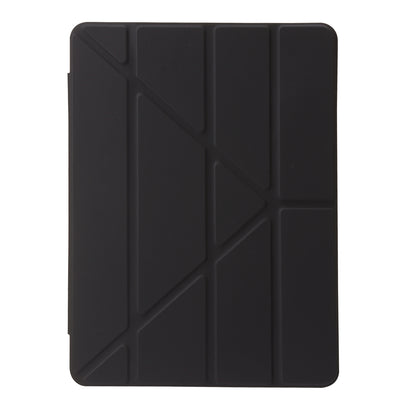 For iPad 10.2 (2021) / (2020) / (2019) Tablet Case Origami Tri-fold Stand PU Leather+Clear Acrylic Cover