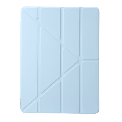 For iPad 10.2 (2021) / (2020) / (2019) Tablet Case Origami Tri-fold Stand PU Leather+Clear Acrylic Cover