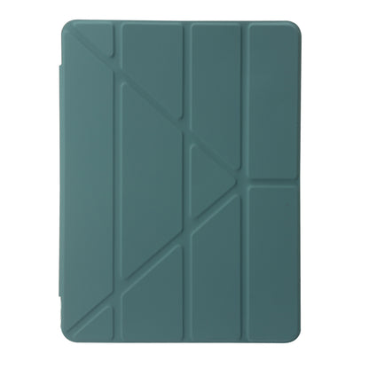 For iPad 10.2 (2021) / (2020) / (2019) Tablet Case Origami Tri-fold Stand PU Leather+Clear Acrylic Cover
