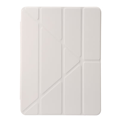 For iPad 10.2 (2021) / (2020) / (2019) Tablet Case Origami Tri-fold Stand PU Leather+Clear Acrylic Cover