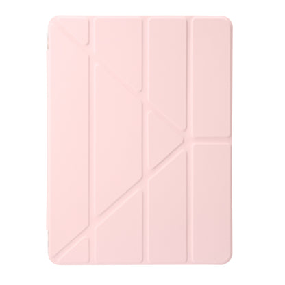 For iPad 10.2 (2021) / (2020) / (2019) Tablet Case Origami Tri-fold Stand PU Leather+Clear Acrylic Cover