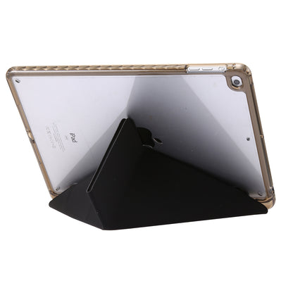 For iPad Air (2013) / Air 2 / iPad 9.7-inch (2017) / (2018) Leather+Clear Acrylic Tablet Case Origami Tri-fold Stand Tablet Cover