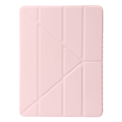 For iPad Air (2013) / Air 2 / iPad 9.7-inch (2017) / (2018) Leather+Clear Acrylic Tablet Case Origami Tri-fold Stand Tablet Cover