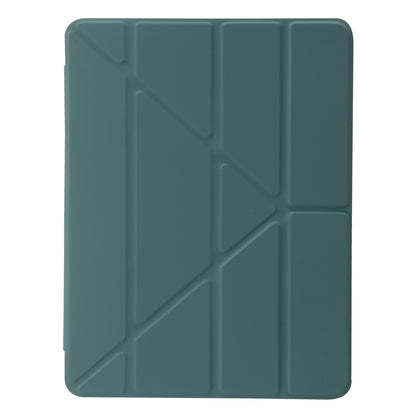 For iPad Air (2013) / Air 2 / iPad 9.7-inch (2017) / (2018) Leather+Clear Acrylic Tablet Case Origami Tri-fold Stand Tablet Cover