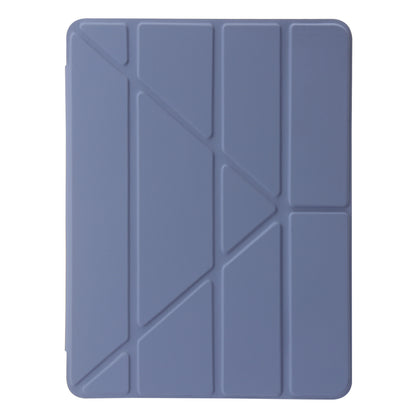 For iPad Air (2013) / Air 2 / iPad 9.7-inch (2017) / (2018) Leather+Clear Acrylic Tablet Case Origami Tri-fold Stand Tablet Cover