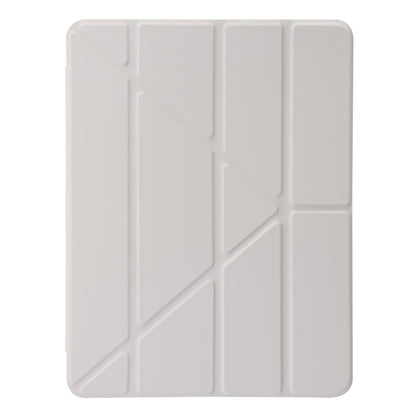 For iPad Air (2013) / Air 2 / iPad 9.7-inch (2017) / (2018) Leather+Clear Acrylic Tablet Case Origami Tri-fold Stand Tablet Cover
