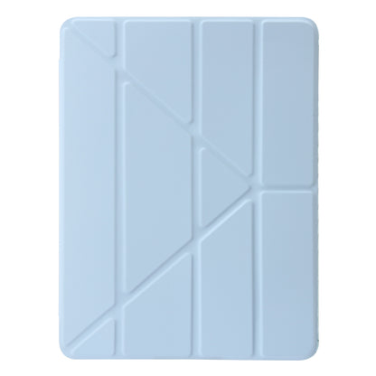 For iPad Air (2013) / Air 2 / iPad 9.7-inch (2017) / (2018) Leather+Clear Acrylic Tablet Case Origami Tri-fold Stand Tablet Cover