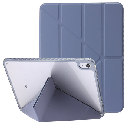 Origami Tri-fold Stand Tablet Cover for iPad 10.9 (2022) , PU Leather + Transparent Acrylic Case