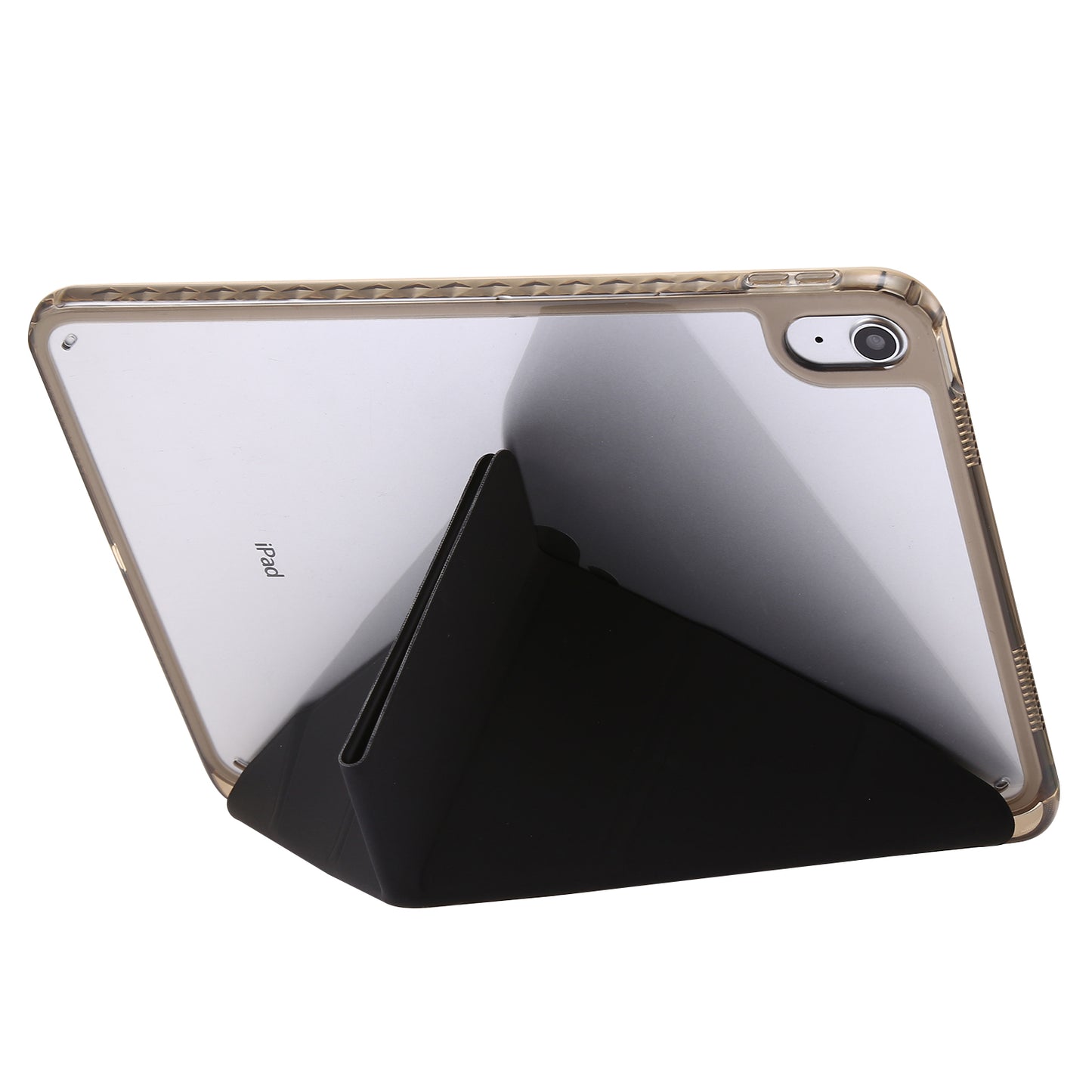 Origami Tri-fold Stand Tablet Cover for iPad 10.9 (2022) , PU Leather + Transparent Acrylic Case