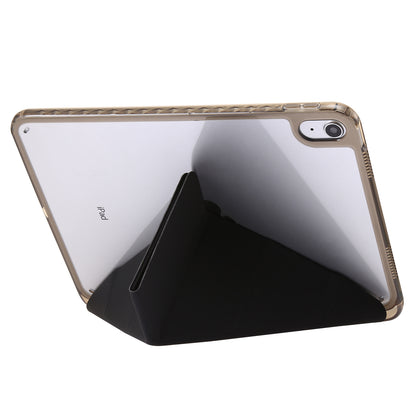 Origami Tri-fold Stand Tablet Cover for iPad 10.9 (2022) , PU Leather + Transparent Acrylic Case