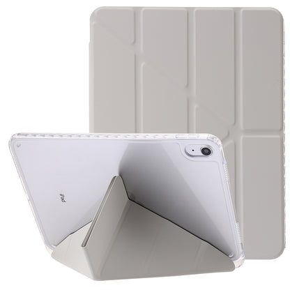 Origami Tri-fold Stand Tablet Cover for iPad 10.9 (2022) , PU Leather + Transparent Acrylic Case