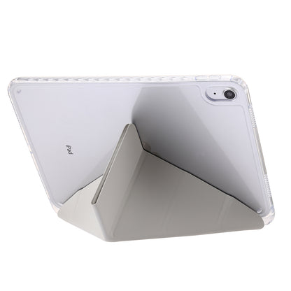 Origami Tri-fold Stand Tablet Cover for iPad 10.9 (2022) , PU Leather + Transparent Acrylic Case