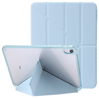 Origami Tri-fold Stand Tablet Cover for iPad 10.9 (2022) , PU Leather + Transparent Acrylic Case