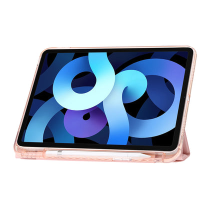 Origami Tri-fold Stand Tablet Cover for iPad 10.9 (2022) , PU Leather + Transparent Acrylic Case