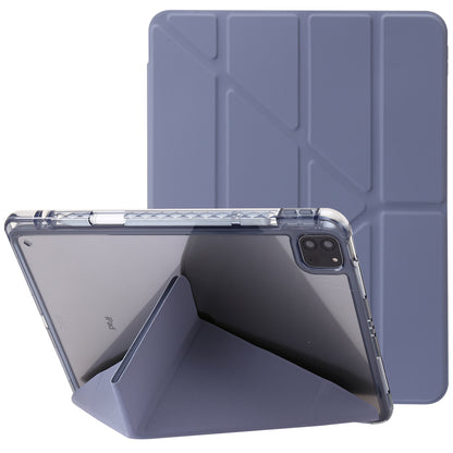 Tablet Case for iPad Pro 11 (2018) / (2020) / (2021 / (2022) / iPad Air (2020) / (2022) Origami Tri-fold Stand Leather+ Clear Acrylic Cover