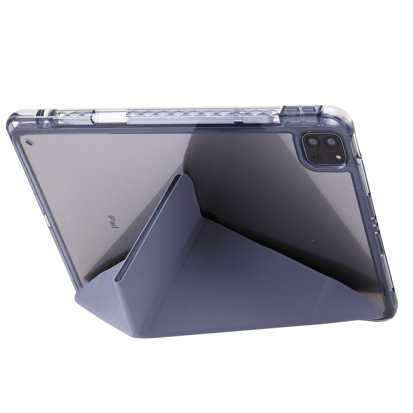 Tablet Case for iPad Pro 11 (2018) / (2020) / (2021 / (2022) / iPad Air (2020) / (2022) Origami Tri-fold Stand Leather+ Clear Acrylic Cover