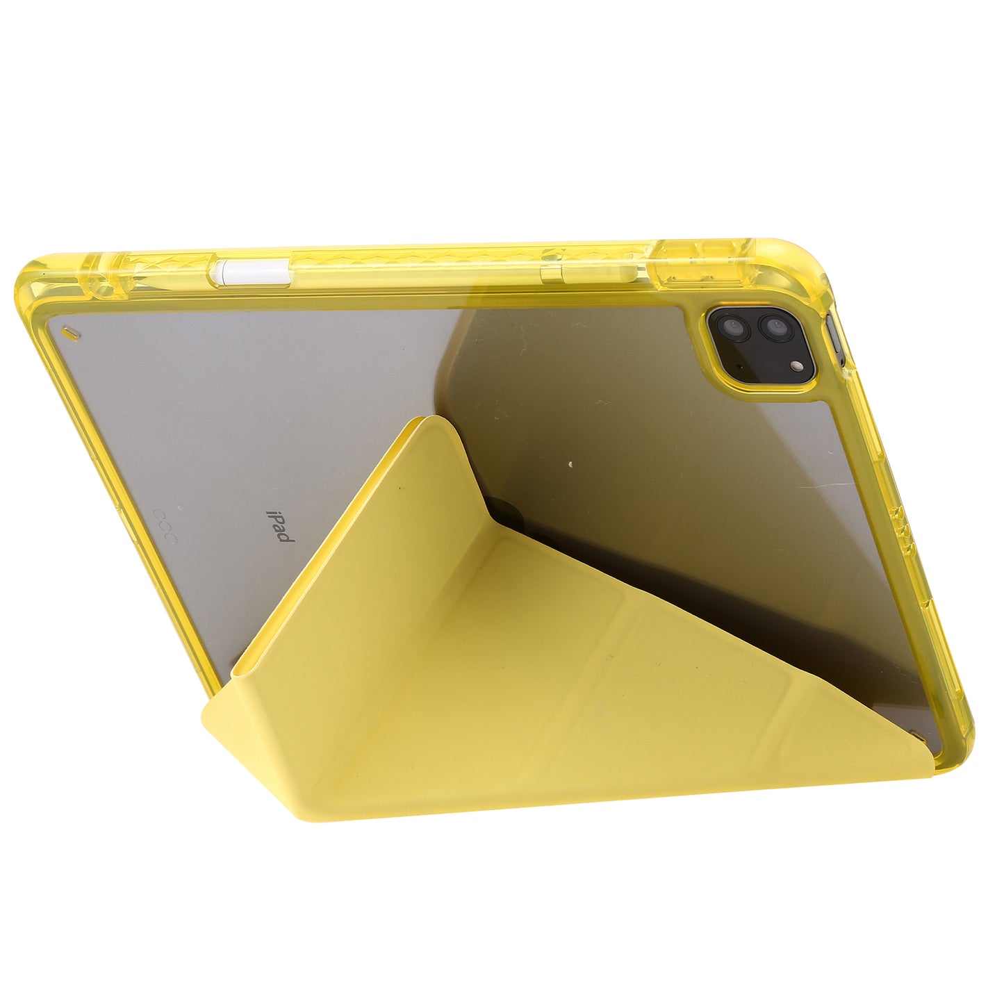 Tablet Case for iPad Pro 11 (2018) / (2020) / (2021 / (2022) / iPad Air (2020) / (2022) Origami Tri-fold Stand Leather+ Clear Acrylic Cover