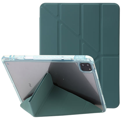 Tablet Case for iPad Pro 11 (2018) / (2020) / (2021 / (2022) / iPad Air (2020) / (2022) Origami Tri-fold Stand Leather+ Clear Acrylic Cover