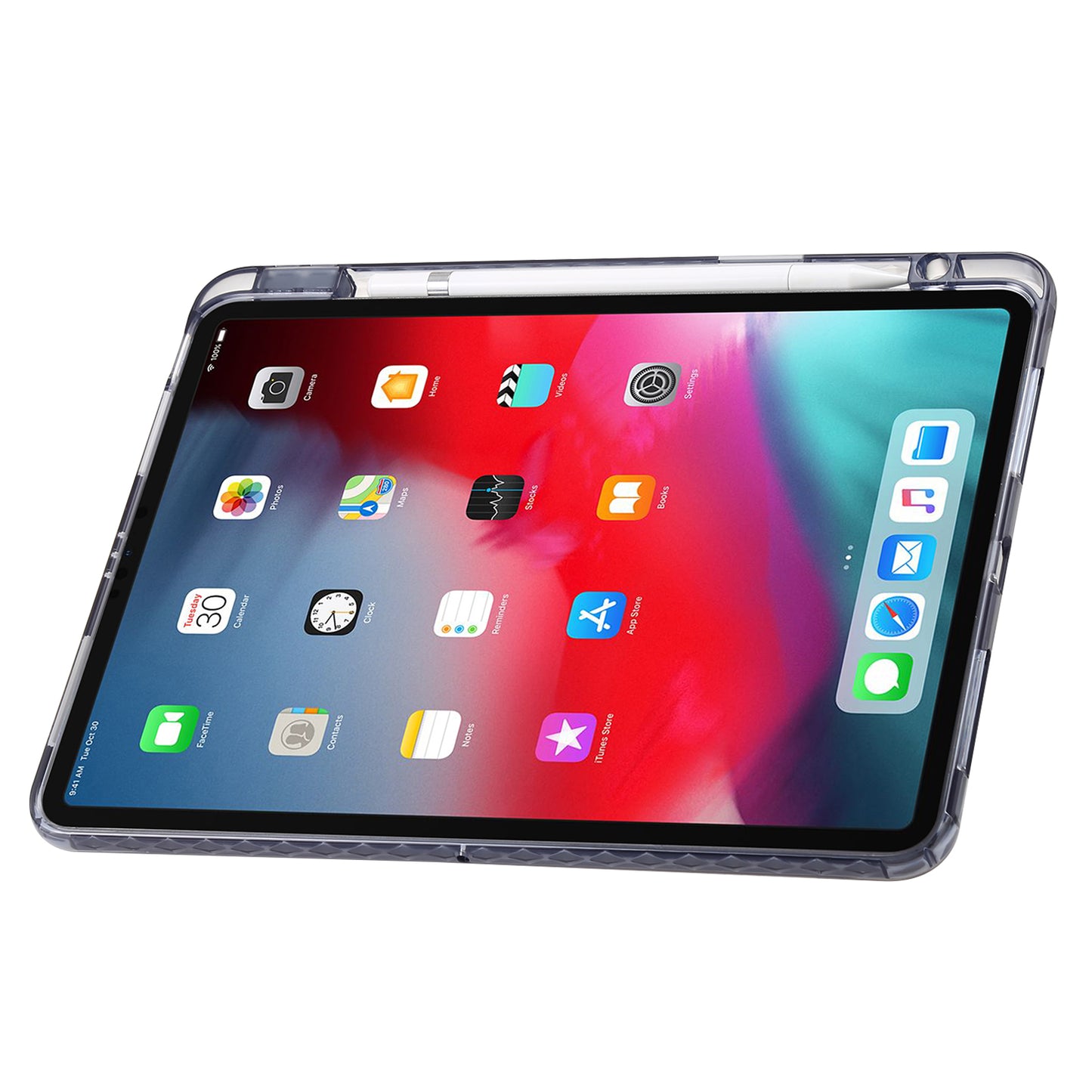 Tablet Case for iPad Pro 11 (2018) / (2020) / (2021 / (2022) / iPad Air (2020) / (2022) Origami Tri-fold Stand Leather+ Clear Acrylic Cover