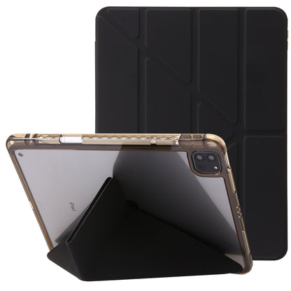 Tablet Case for iPad Pro 11 (2018) / (2020) / (2021 / (2022) / iPad Air (2020) / (2022) Origami Tri-fold Stand Leather+ Clear Acrylic Cover