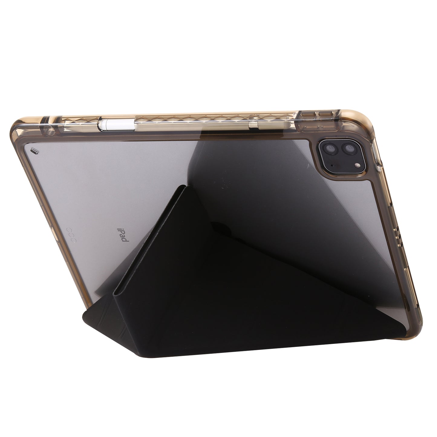 Tablet Case for iPad Pro 11 (2018) / (2020) / (2021 / (2022) / iPad Air (2020) / (2022) Origami Tri-fold Stand Leather+ Clear Acrylic Cover