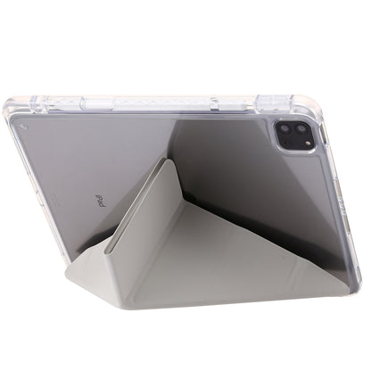 Tablet Case for iPad Pro 11 (2018) / (2020) / (2021 / (2022) / iPad Air (2020) / (2022) Origami Tri-fold Stand Leather+ Clear Acrylic Cover