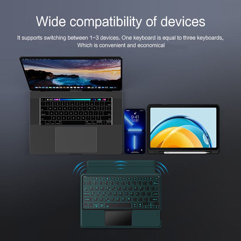 For Huawei MatePad SE 10.4-inch Shockproof Tablet Case + Detachable Wireless Keyboard with Backlit