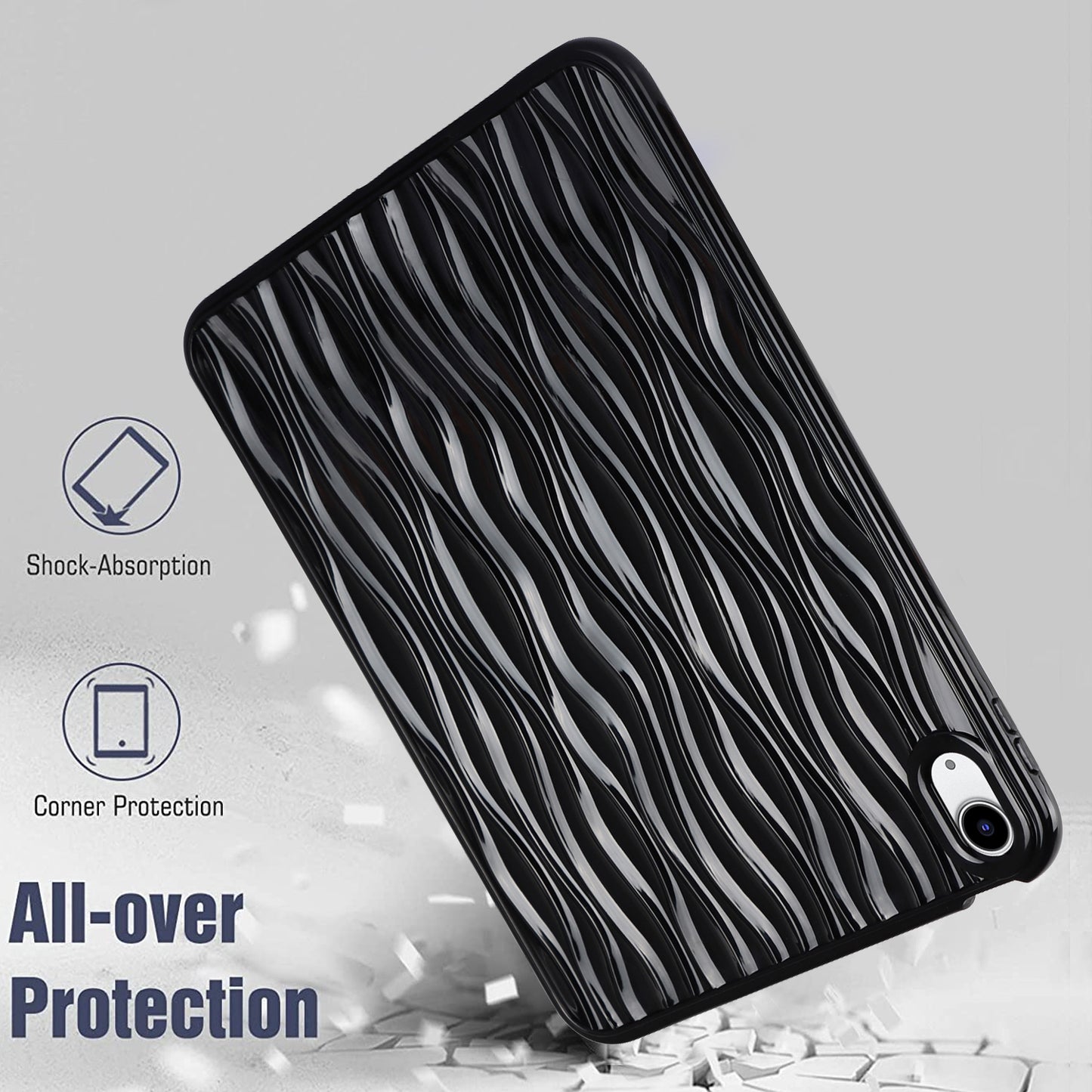 For iPad 10.9 (2022) Wave Texture Shockproof Cover Soft TPU Tablet Protective Case