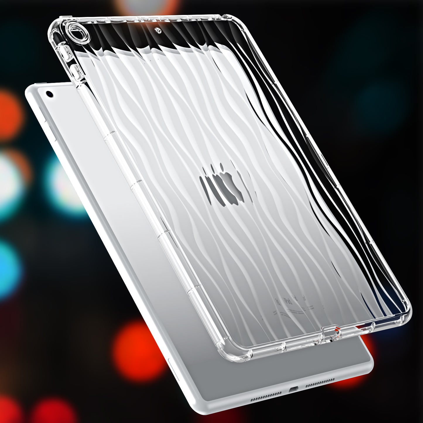 For iPad 10.2 (2019) / (2020) / (2021) Wave Texture Cover Soft TPU Transparent Tablet Protective Case