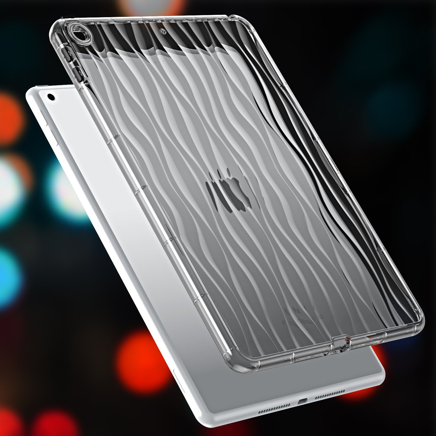 For iPad 10.2 (2019) / (2020) / (2021) Wave Texture Cover Soft TPU Transparent Tablet Protective Case