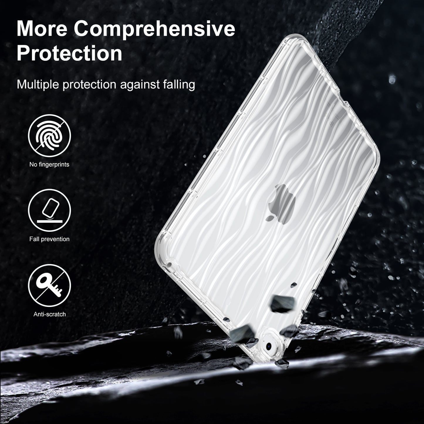 For iPad 10.2 (2019) / (2020) / (2021) Wave Texture Cover Soft TPU Transparent Tablet Protective Case