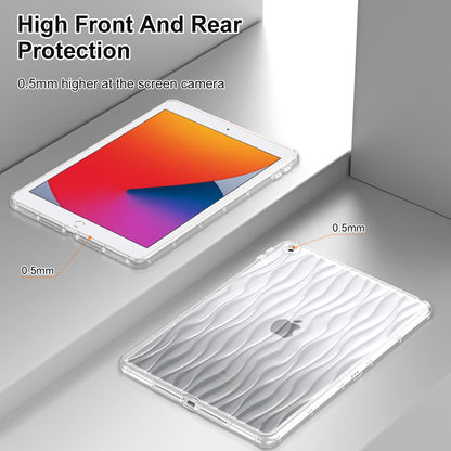 For iPad 10.2 (2019) / (2020) / (2021) Wave Texture Cover Soft TPU Transparent Tablet Protective Case